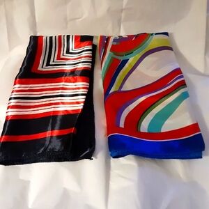 Scarves. Set of 2.  Shades of red, white and blue. Shades of fushia, blue, white
